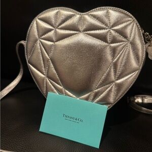 Tiffany and Co. Silver Heart-Shaped Quilted Crossbody Bag